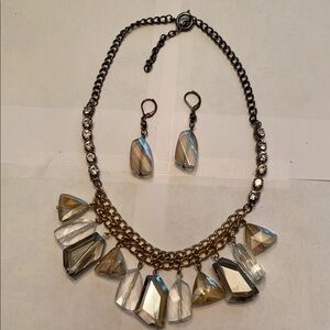 Elegant Gold and Silver Necklace and Earring Set